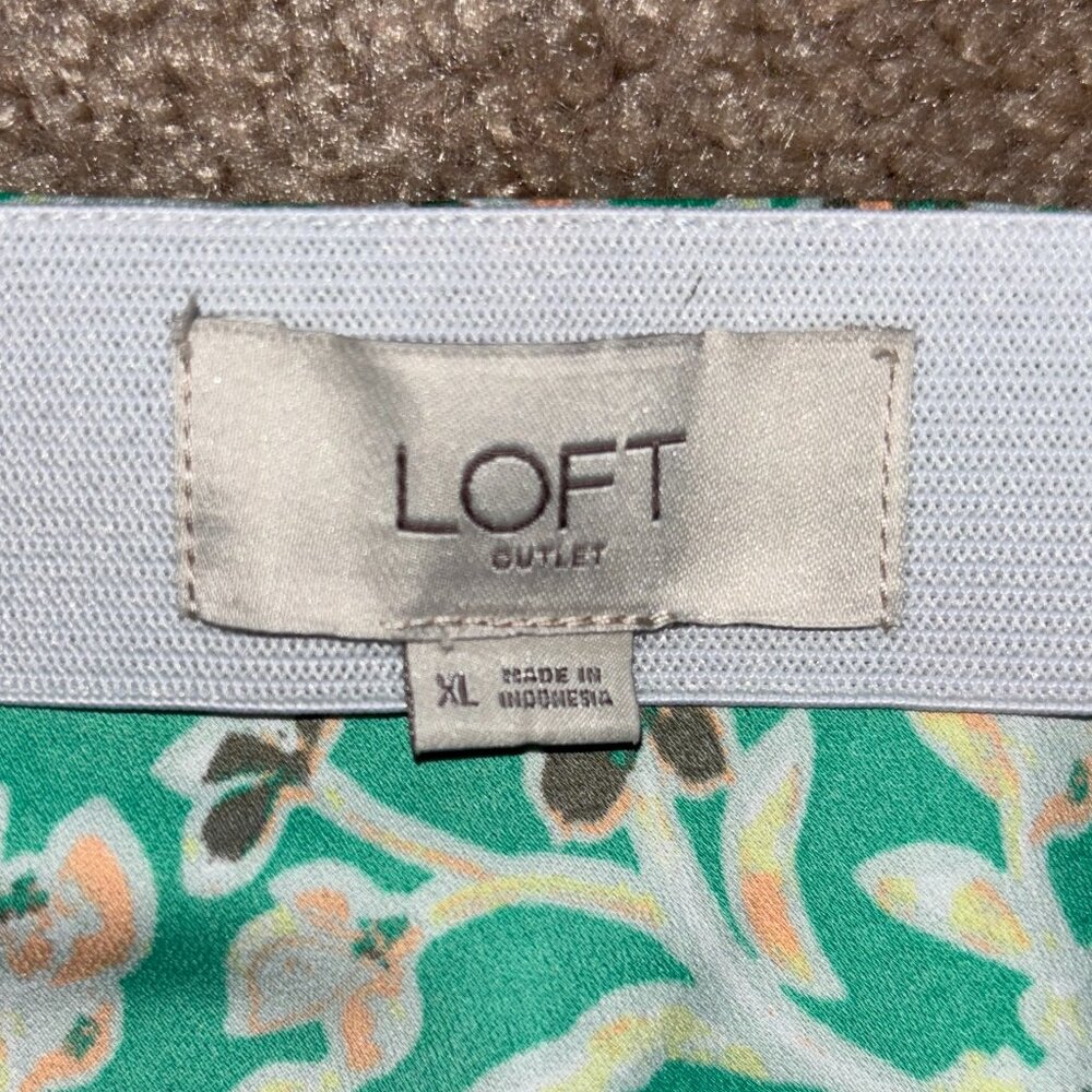 LOFT Outlet Green Floral Below Knee Skirt XL - Picture 4 of 5